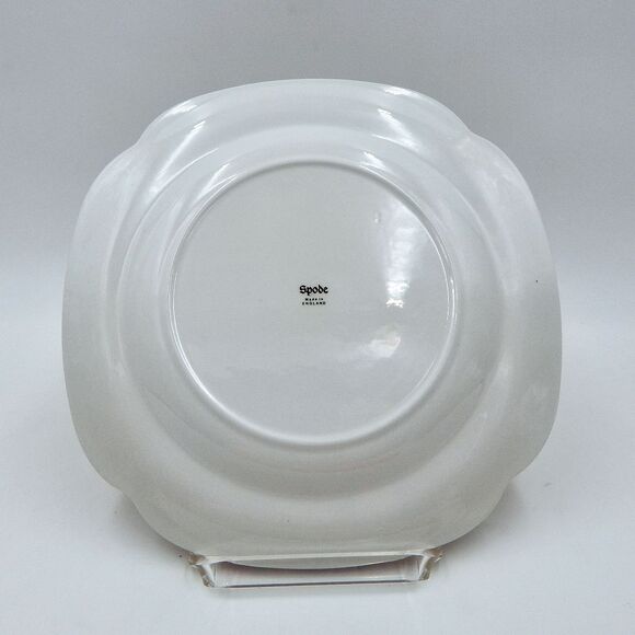 Spode Red Primula Chintz Square Luncheon Salad Plate 9 Inch Made in England - Picture 2 of 4